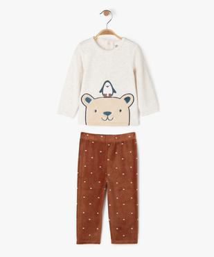 Pyjama en velours 2 pièces avec motif ourson bébé garçon vue1 - GEMO 4G BEBE - GEMO
