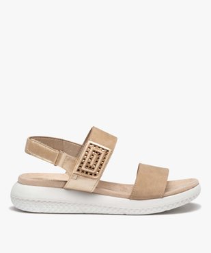 Sandales femme unies à brides larges en suédine vue1 - GEMO (CONFORT) - GEMO
