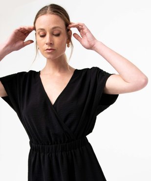 Robe femme en maille gaufrée avec double décolleté cache-coeur vue2 - GEMO(FEMME PAP) - GEMO