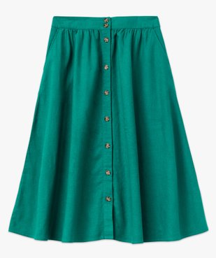 Jupe midi à boutons en lin femme vue4 - GEMO 4G FEMME - GEMO