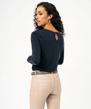 Tee-shirt à manches longues avec col fantaisie femme vue3 - GEMO(FEMME PAP) - GEMO
