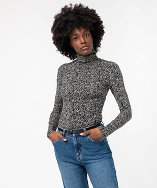 Tee-shirt manches longues et col roulé imprimé femme vue1 - GEMO 4G FEMME - GEMO