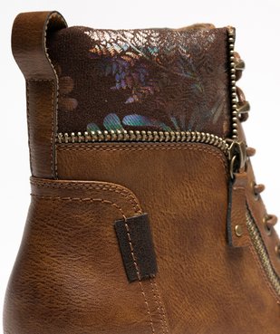 Boots femme à lacets avec col fantaisie et zip  vue7 - EMILIA ROSA - GEMO