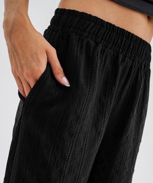 Pantalon large et fluide en toile texturée femme vue4 - GEMO 4G FEMME - GEMO