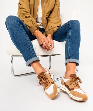 Baskets femme à semelle compensée avec zip latérale et à lacets vue1 - GEMO (SPORTSWR) - GEMO