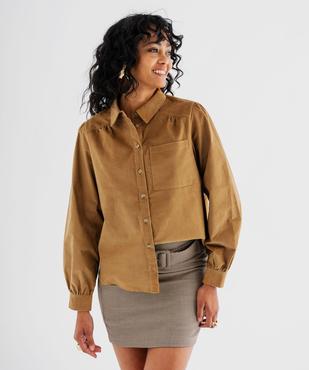 Chemise en velours avec fronces femme - LuluCastagnette vue1 - LULUCASTAGNETTE - GEMO