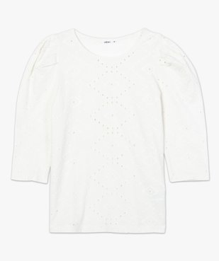 Tee-shirt femme en broderie anglaise avec manches bouffantes vue4 - GEMO(FEMME PAP) - GEMO