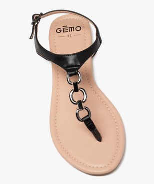 Sandales femme plates à entre-doigts avec chaîne métallisée fantaisie vue5 - GEMO (CASUAL) - GEMO