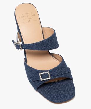 Mules à talon haut et boucles à strass en jean femme vue5 - FOLLOW ME - GEMO