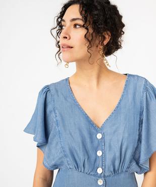 Robe à manches courtes et col V en Lyocell femme vue2 - GEMO 4G FEMME - GEMO
