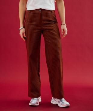 Pantalon large à rayures en coton stretch femme vue2 - GEMO(FEMME PAP) - GEMO