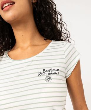 Pyjashort en coton bicolore femme vue5 - GEMO 4G FEMME - GEMO