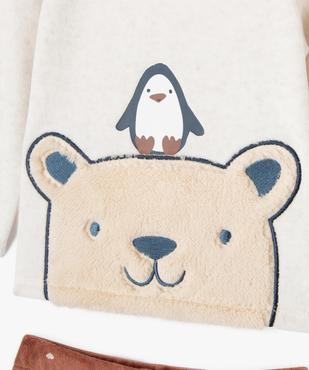 Pyjama en velours 2 pièces avec motif ourson bébé garçon vue2 - GEMO 4G BEBE - GEMO