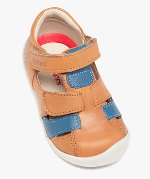 Chaussures premiers pas bébé garçon en cuir bicolore et à scratch -  Kickers vue5 - KICKERS - GEMO