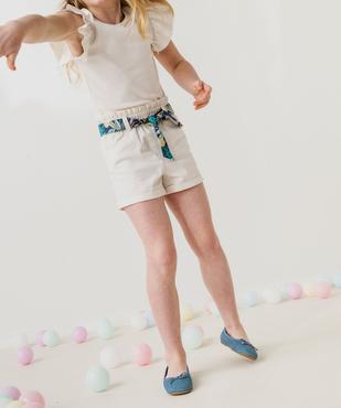 Short en coton taille haute avec ceinture à nouer fille vue8 - GEMO (ENFANT) - GEMO