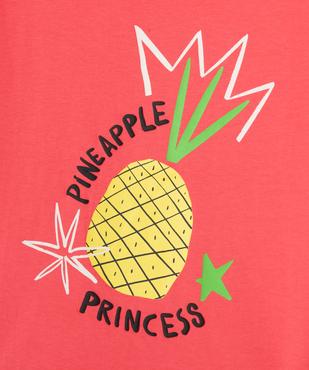 Tee-shirt manches courtes oversize avec motif fluo fille vue2 - GEMO (ENFANT) - GEMO