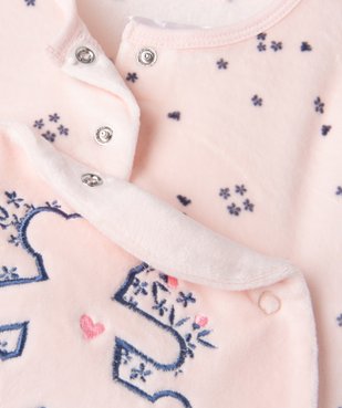 Pyjama en velours ouverture devant motif fleurs et ourson bébé - LuluCastagnette vue4 - LULUCASTAGNETTE - GEMO