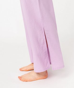 Pantalon de pyjama contenant du lin coupe large femme vue2 - GEMO 4G FEMME - GEMO