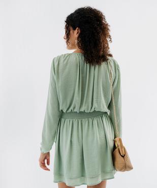 Robe courte à manches longues en satin femme vue4 - GEMO(FEMME PAP) - GEMO