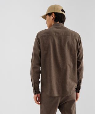 Chemise à manches longues en lin et coton coupe regular homme vue3 - GEMO 4G HOMME - GEMO