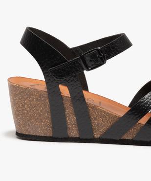 Sandales femme compensées à brides en cuir uni - Tanéo vue6 - TANEO - GEMO