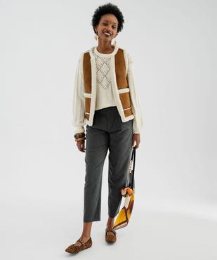 Pull court avec broderies sur le buste femme vue4 - GEMO 4G FEMME - GEMO