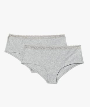 Shorty en coton stretch avec taille en dentelle femme grande taille (lot de 2) vue4 - GEMO 4G FEMME - GEMO