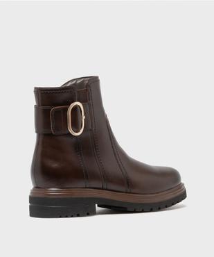 Boots plat dessus cuir avec semelle crantée femme - Tanéo vue4 - TANEO - GEMO