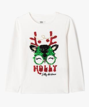 Tee-shirt manches longues spécial Noël fille vue2 - GEMO 4G FILLE - GEMO