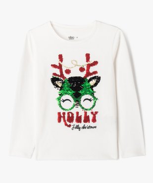 Tee-shirt manches longues spécial Noël fille vue2 - GEMO 4G FILLE - GEMO