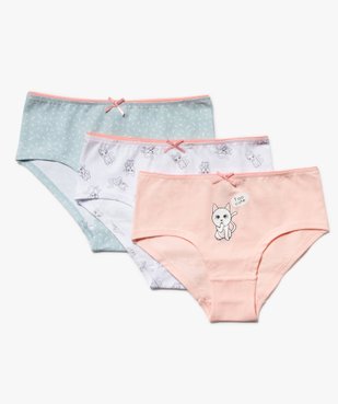 Shorties fille en coton à motifs chats (lot de 3) vue1 - GEMO 4G FILLE - GEMO