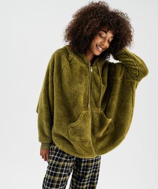 Veste d'intérieur à capuche en fourrure imitation femme vue2 - GEMO(HOMWR FEM) - GEMO