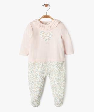 Pyjama en velours effet 2 en 1 à motifs fleuris bébé fille vue1 - GEMO(BB COUCHE) - GEMO