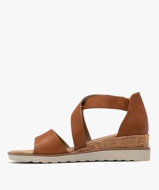 Sandales à talon compensé et brides à scratch croisées femme vue3 - VALENTINA BALDA - GEMO
