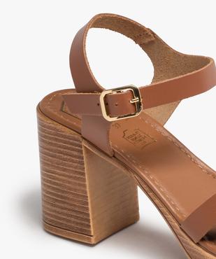 Sandales femme à talon carré dessus cuir uni - Tanéo vue6 - TANEO - GEMO