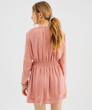 Robe courte à manches longues en satin femme vue4 - GEMO(FEMME PAP) - GEMO