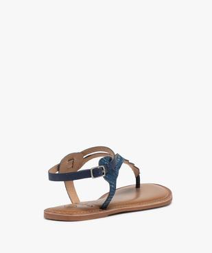Sandales femme à talon plat et entre-doigts en cuir Coupe spéciale pied large vue4 - GEMO (CASUAL) - GEMO