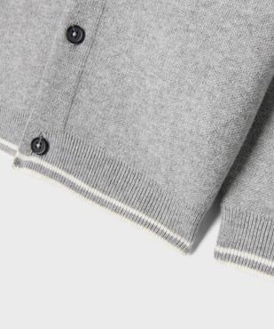 Gilet à col V avec finitions bicolores garçon vue3 - GEMO (ENFANT) - GEMO