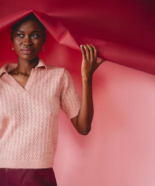 Pull à manches courtes en maille fantaisie femme vue2 - GEMO(FEMME PAP) - GEMO