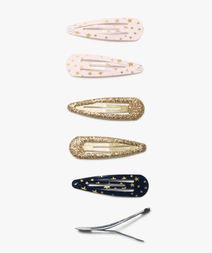 Barrettes clic-clac motifs étoiles et paillettes fille (lot de 6) vue1 - GEMO (ACCESS) - GEMO