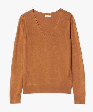 Pull femme en maille fine à col V vue4 - GEMO 4G FEMME - GEMO