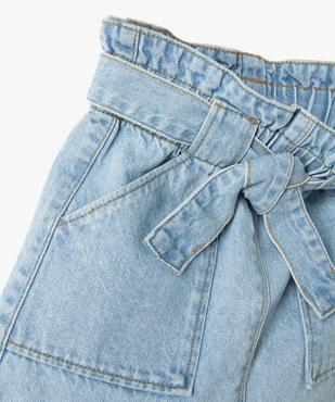 Jupe en jean avec taille foncée effet paper bag fille vue2 - GEMO 4G FILLE - GEMO