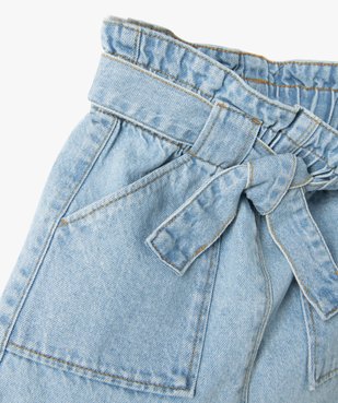 Jupe en jean avec taille foncée effet paper bag fille vue2 - GEMO 4G FILLE - GEMO
