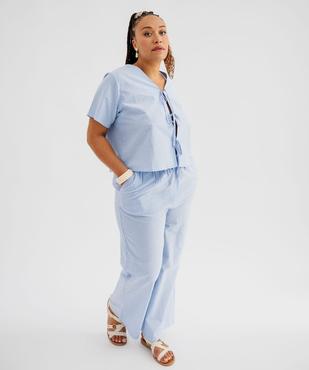 Chemise rayée en coton fermeture liens femme grande taille vue4 - GEMO (G TAILLE) - GEMO