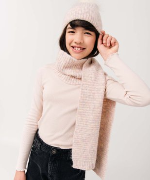 Bonnet fille en maille côtelée multicolore avec pompon vue4 - GEMO (JUNIOR) - GEMO