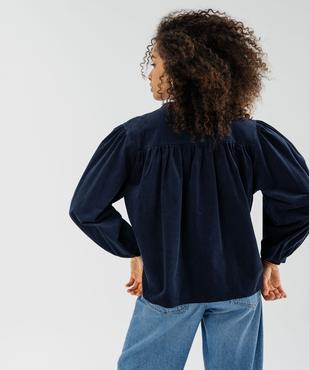 Chemise ample à col victorien en velours milleraies femme vue4 - GEMO(FEMME PAP) - GEMO