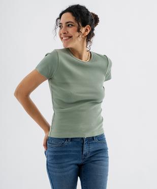 Tee-shirt manches courtes et col rond en maille côtelée femme vue1 - GEMO 4G FEMME - GEMO