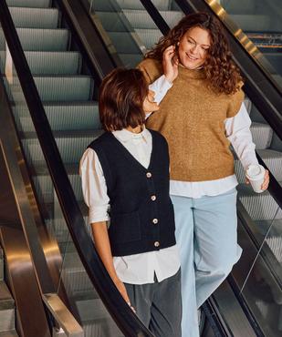 Gilet sans manches en laine à poches et gros boutons femme vue5 - GEMO(FEMME PAP) - GEMO
