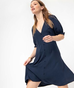 Robe femme à manches courtes avec boutons fantaisie vue1 - GEMO(FEMME PAP) - GEMO