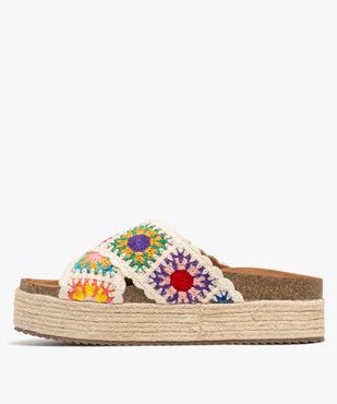 Mules à semelle plateforme en corde et larges brides en crochet femme vue3 - 5 MILES - GEMO